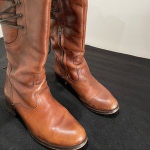 BRAVVEST Steve Madden Genuine Leather Lace Up boots in Cognac Leather-8.5